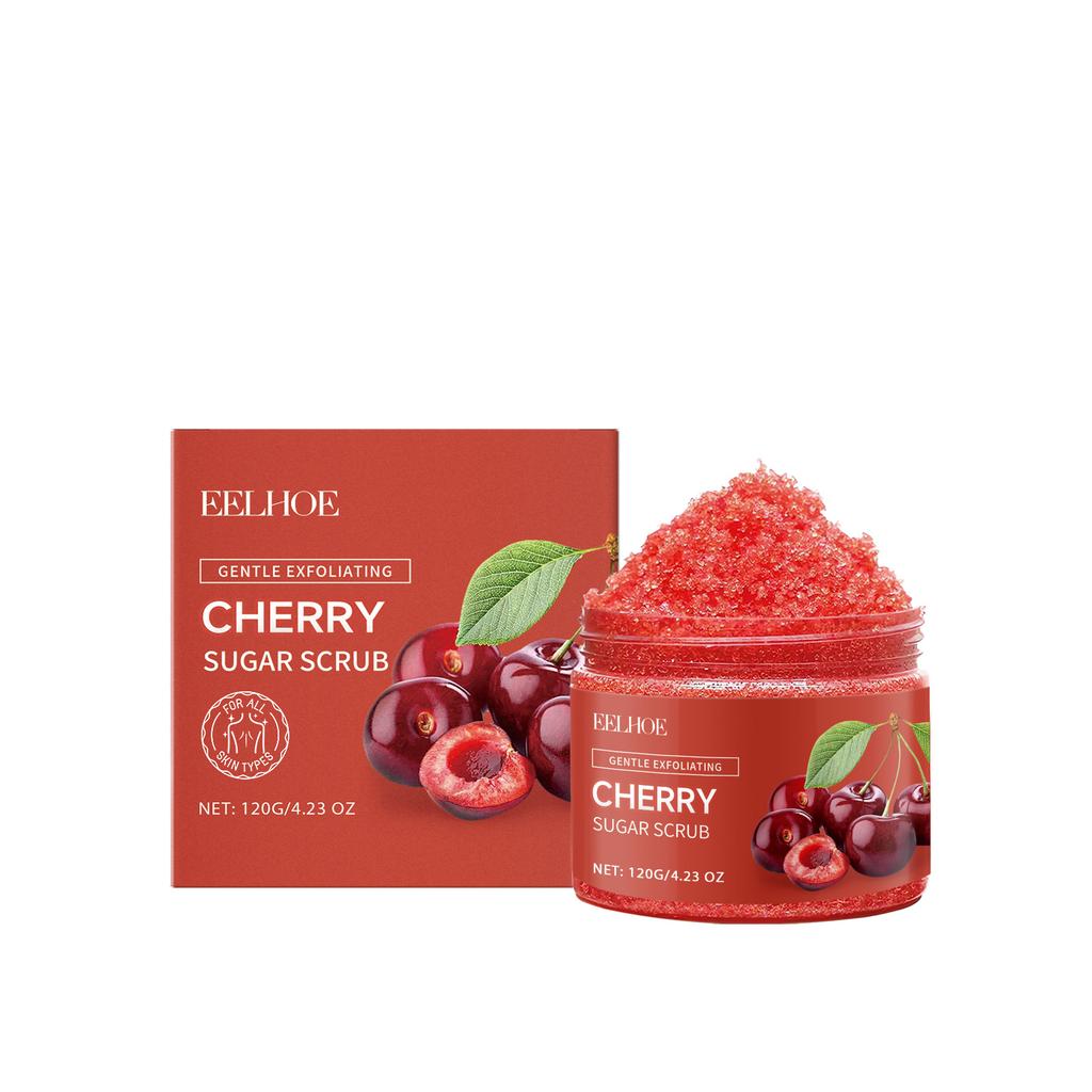 Cherry Sugar Body Scrub Gentle Exfoliating Body Wash Remove Dead Skin Moisturizing Brightening Deep Cleansing Shower Scrub