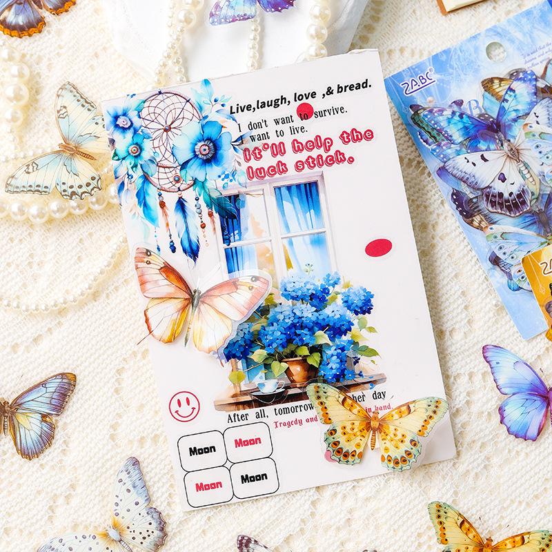 40pcs Butterfly PET Stickers, Waterproof Journal Decals, Cute Scrapbooking Supplies