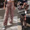 Women Leopard Print Printing Loose High Waist Leisure Time  Wide Leg Pants