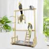 Wooden Bird Swing Toy Birds Parrot Training Perch Stand Playground Climbing Ladder Swing Toys With Bells Bird Supplies Bird Toys