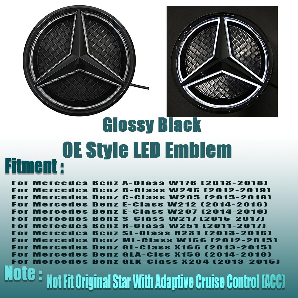zrvmt3 2025 Hot Silver Border 3D Mirror Emblem For Mercedes Benz A W176 B W246 C W205 Class Matte Black OE Style Front Grille Star Embl