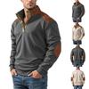 Мужская винтажная толстовка с пэчворком, воротником-стойкой и половинной застежкой, повседневный топ с длинным рукавом