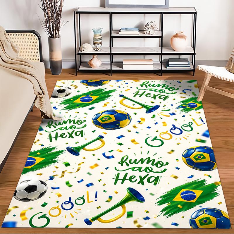 Brazil Soccer Theme Designed floor mat, suitable as a non-slip mat for the living room or bedroom sofa