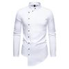 Autumn Men's Trendy Irregularly Degsin Shirts Long Sleeve Stand Collar Solid Color Casual Shirts Single Breasted Shirts