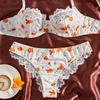 New Japanese Sweet Floral Bra Set Cute Girl Small Chest Lace Lace Gathering Tube Top Underwear