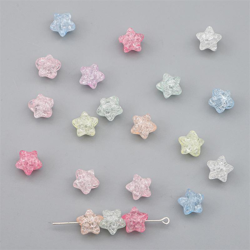 Бусины для браслетов ручной работы, цветные акриловые бусины в форме пентаграммы, потрескавшиеся бусины, свободные бусины, браслеты ручной работы своими руками, бусины из ниток, ювелирные аксессуары