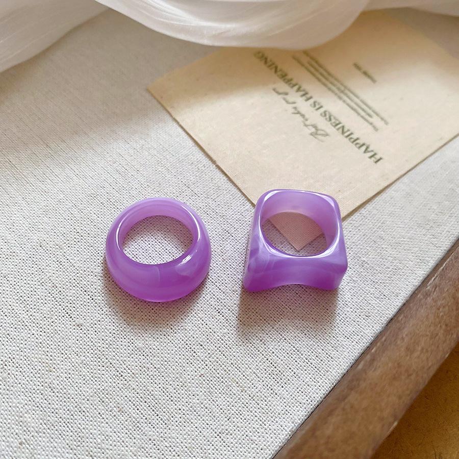 2PCS Fashion Colorful Transparents Geometric Acrylic Resin Finger Rings Ring Set For Women Jewelry Gift Wholesale Direct Sale