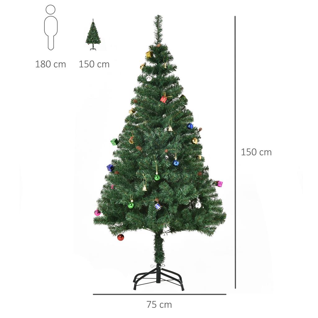 Artificial Christmas Tree 150 Cm With 420 Branches Pine Cone Ornaments Christmas Decoration For Interiors Green