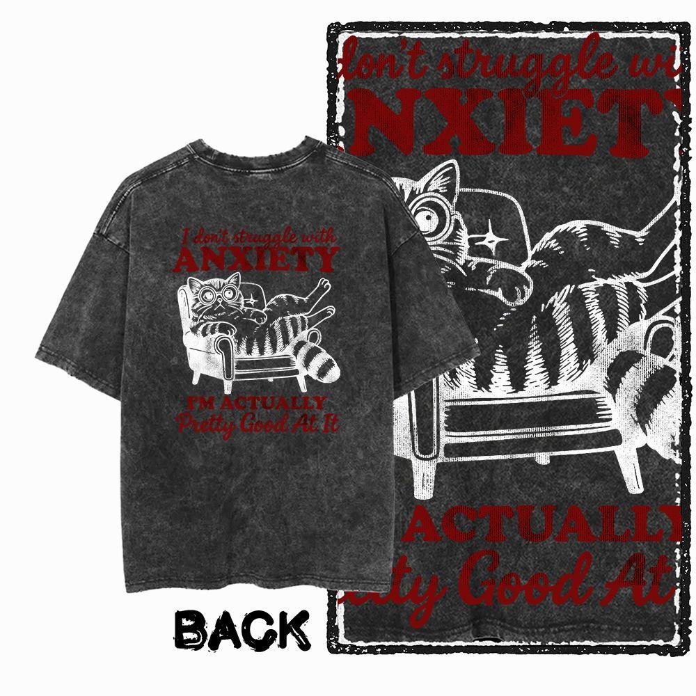 G Back Print Acid Washed Cotton Streetwear Cat Graphic Unisex Tshirt Big Size Cool Vintage Oneck Unisexs Tee Tshirt