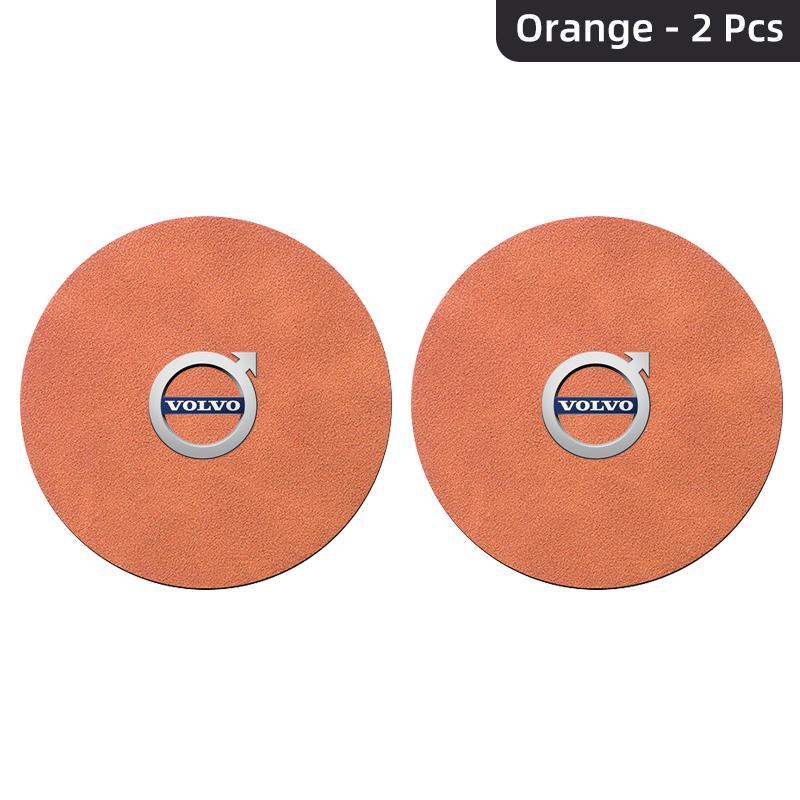 2pcs Suede Car Coaster Water Cup Drink Holder Mat Anti-Slip Pad For Volvo S40 S60 S90 XC40 XC60 XC90 V40 V50 V60 V90 C30 C70 S80