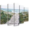 Five Piece Picture Canvas Print Beach Sea Dunes Grass
