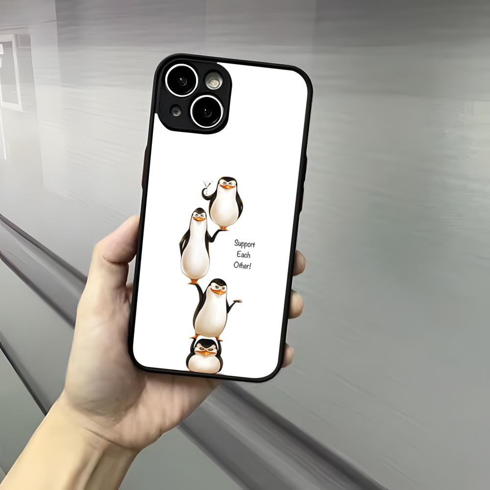 M-Madagascar Penguin Phone Case For Iphone 17 16 15 14 13 12 Pro Max Xr Air Plus Skin Feel Black Hard Shell Cover