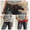 Western Style Y2K Waistband Rivet Plush Belt Simple Leather Fur Belt  Daily