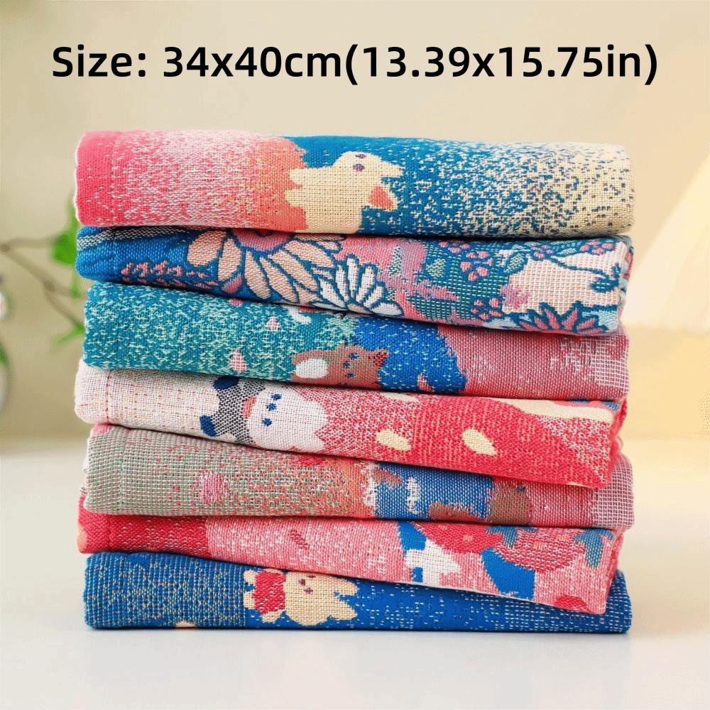 Cartoon Handkerchief Towel 34x40cm Pure Cotton Dish Cloth Cute Kitchen Towel Home Restaurant