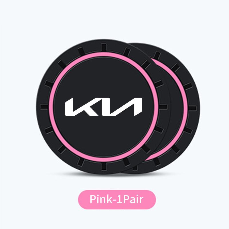 AABIU1 2pcs Car Silicone Coasters Water Cup Pads Non-Slip Mats For KIA K5 K2 Rio Optima Sportage Ceed Soul Picanto Venga Forte Stonic
