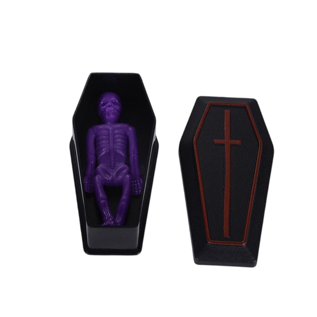 1 набор Миниатюрный гроб Скелет Хэллоуинская декорация Реквизит для розыгрышей для вечеринок Жуткий домашний декор Забавные Хэллоуинские украшения для собраний и мероприятий