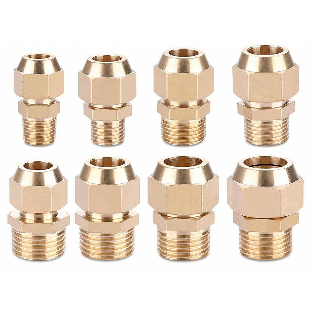 Gold Copper Flaring Connector Male Thread Connector Refrigerant Line Connection