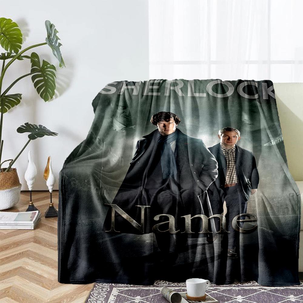 Custom Name Sherlock Theme Printed Blanket - Perfect for Couch, Bed, Travel & Outdoor Use | Machine Washable, Cozy & Durable.