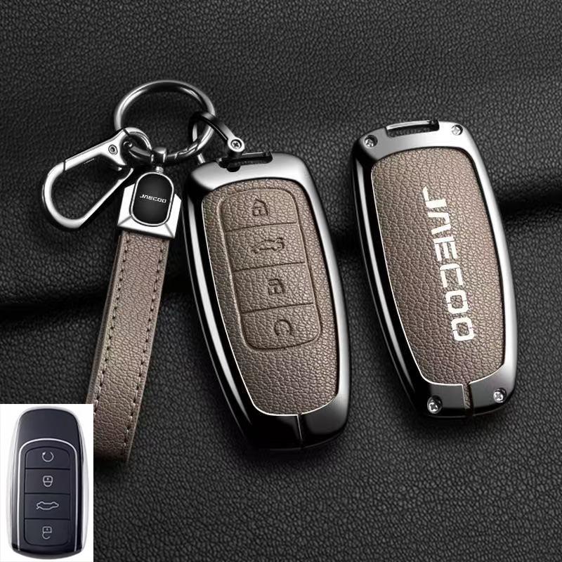 Car Remote Key Case Cover For Omoda JAECOO J7 J6 J7 J8 Phev 2025 2024 2023 Ruigu 9 Zinc Alloy Leather Auto Keychain Accessories
