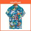 3d Shark Hawaiian Print Mens Shirt Vibrant Tropical Short Sleeve Vneck Buttonup