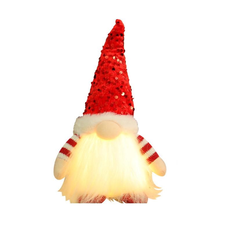 Charming Lighted Christmas Plush Gnome Doll With Shimmering Sequins And Colorful Accessories For Holiday Decorating