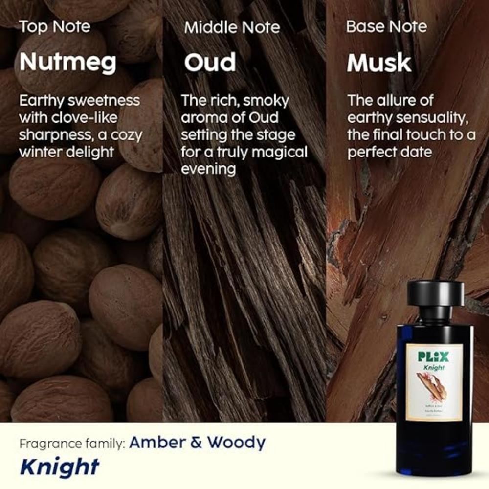PLIX - THE PLANT FIX Mood Range Knight Perfume for Date Night| Perfect for Date & Romantic Evening| Long Lasting Fresh Saffron & Oud Fragrance, 100 Ml