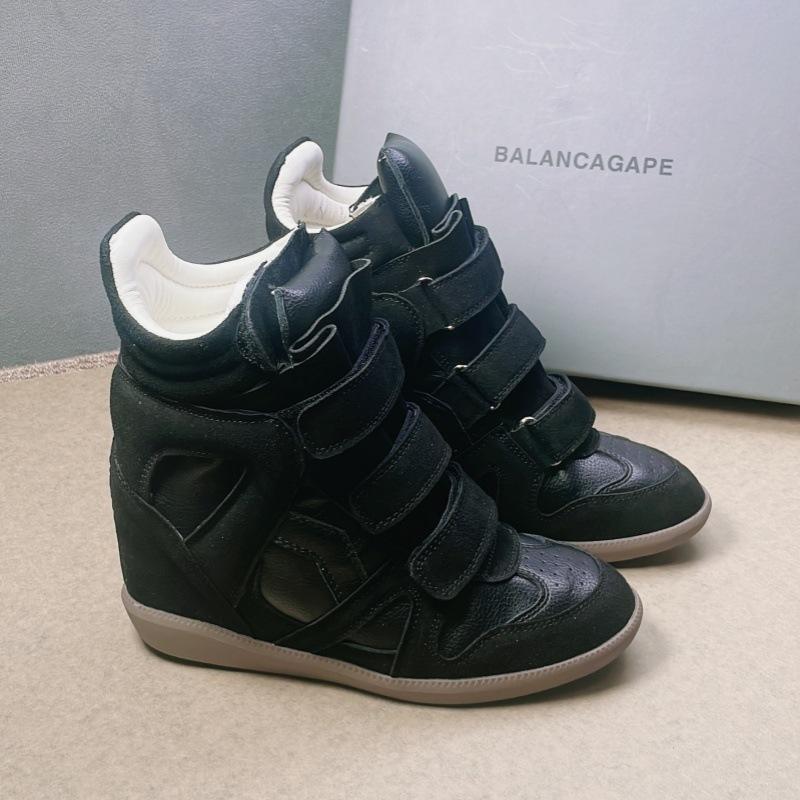 Осень и Зима Липучка Пара Натуральная Кожа Папины Кроссовки Высокие Цветные Кроссовки Женская Внутренняя Высота Увеличение 8см Повседневная Обувь