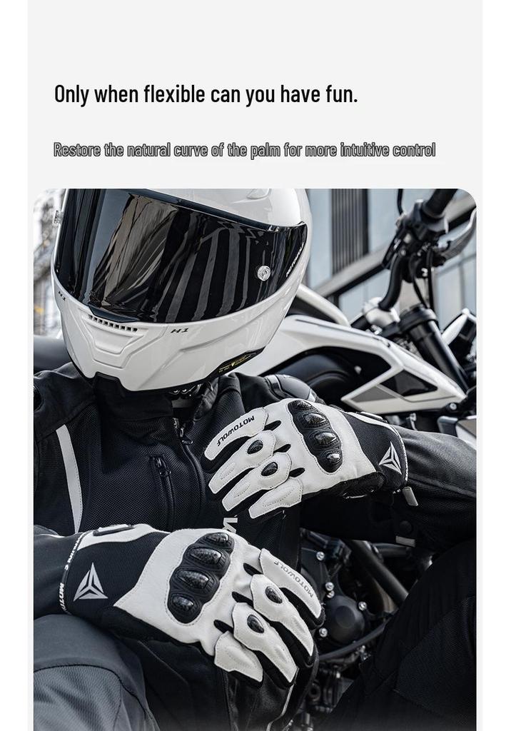 Carbon Fiber Motorcycle Gloves, Touchscreen & Breathable, All-Season Comfort, Protective Gear