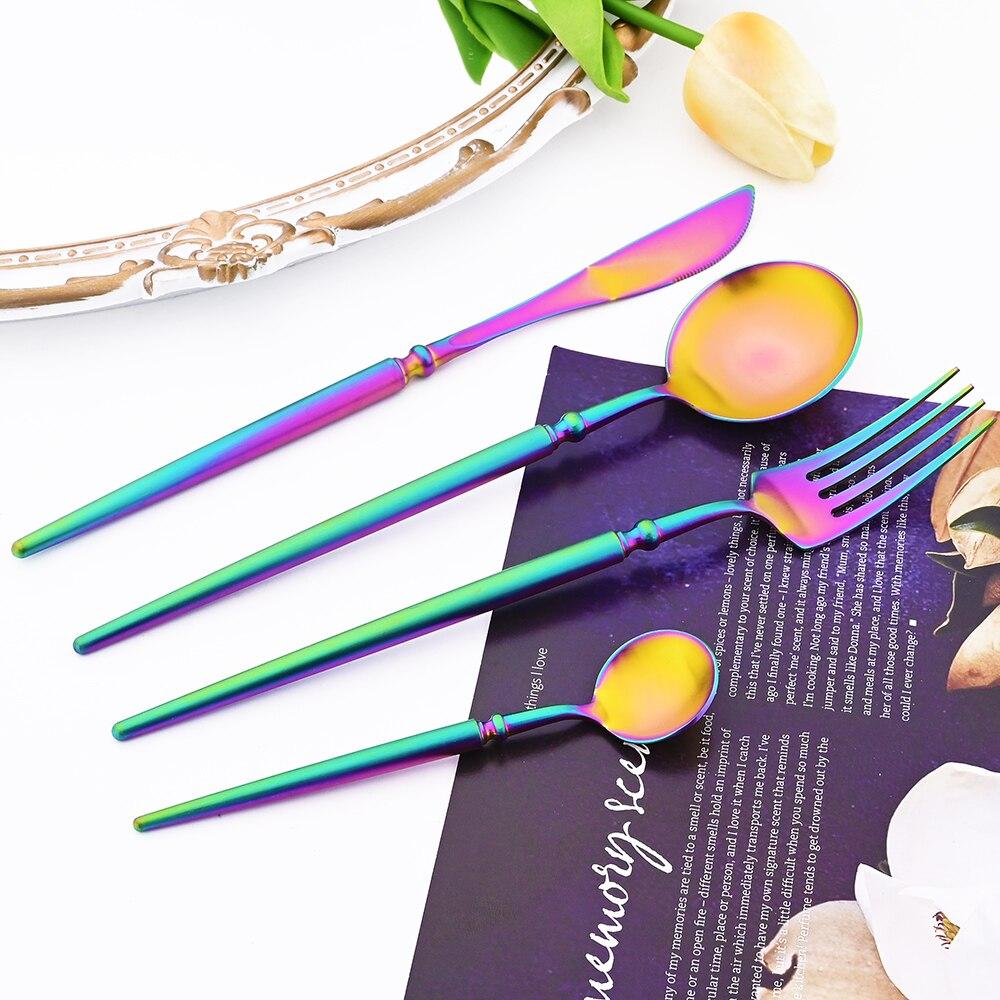 4 шт., набор столовых приборов из нержавеющей стали 304, роскошный набор столовых приборов, золотая вилка, ложки, острый нож, сверхмощный набор столовых приборов для западного ужина