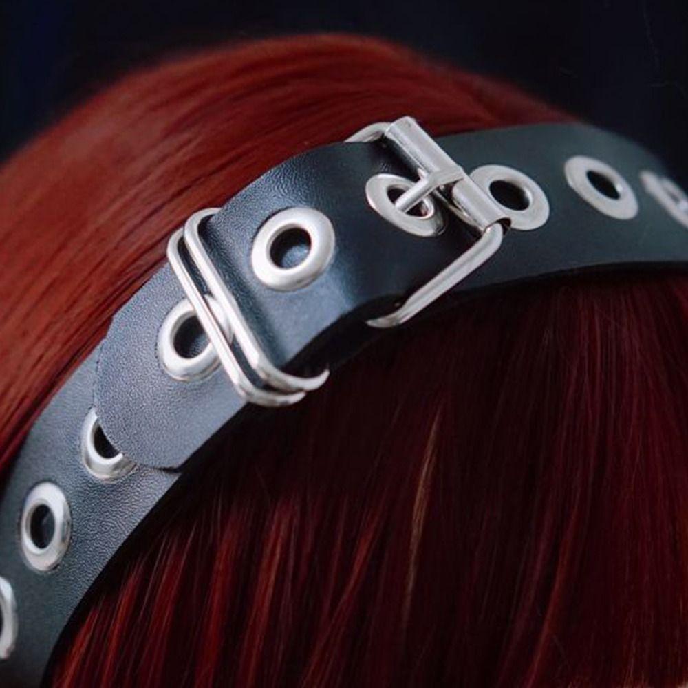 Gothic Style PU Leather Headband Leather Buckle Steampunk Headpiece Headwear Steampunk Cosplay