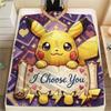 Pikachu Flannel Blanket Print, Warm Soft for Sofa Bed Chair, Perfect for Travel Picnic -HE51