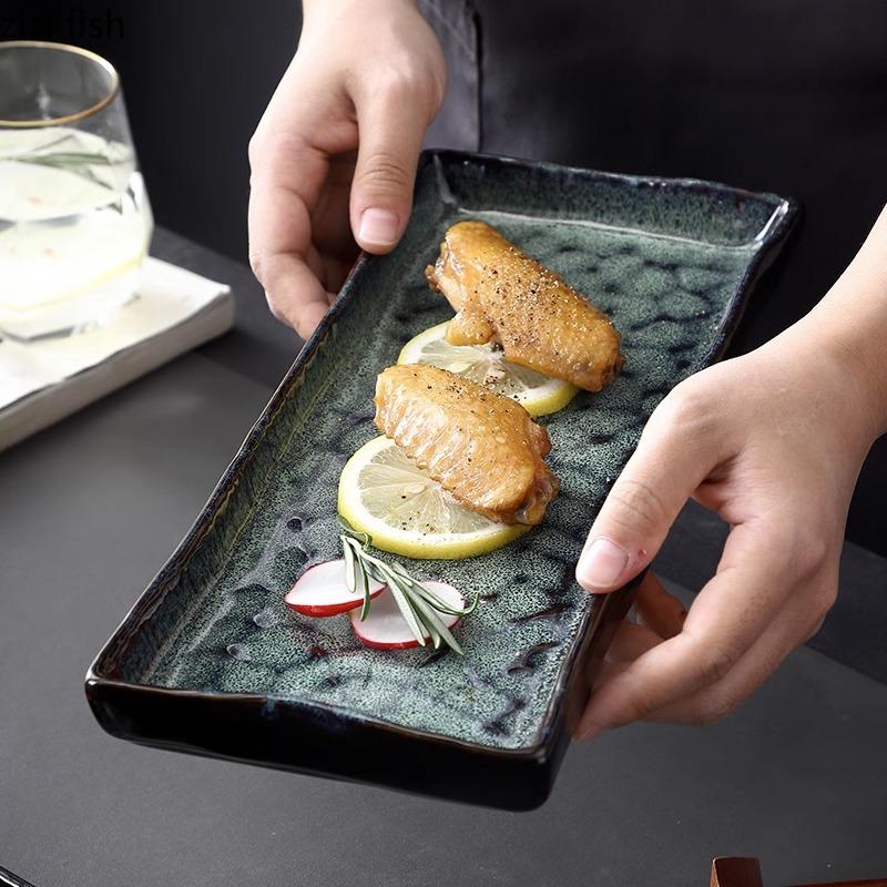 Creative Irregular Texture Ceramic Sushi Plate Flat Plate Dessert Snack Plate Sashimi Plates Restaurant Specialty Tableware