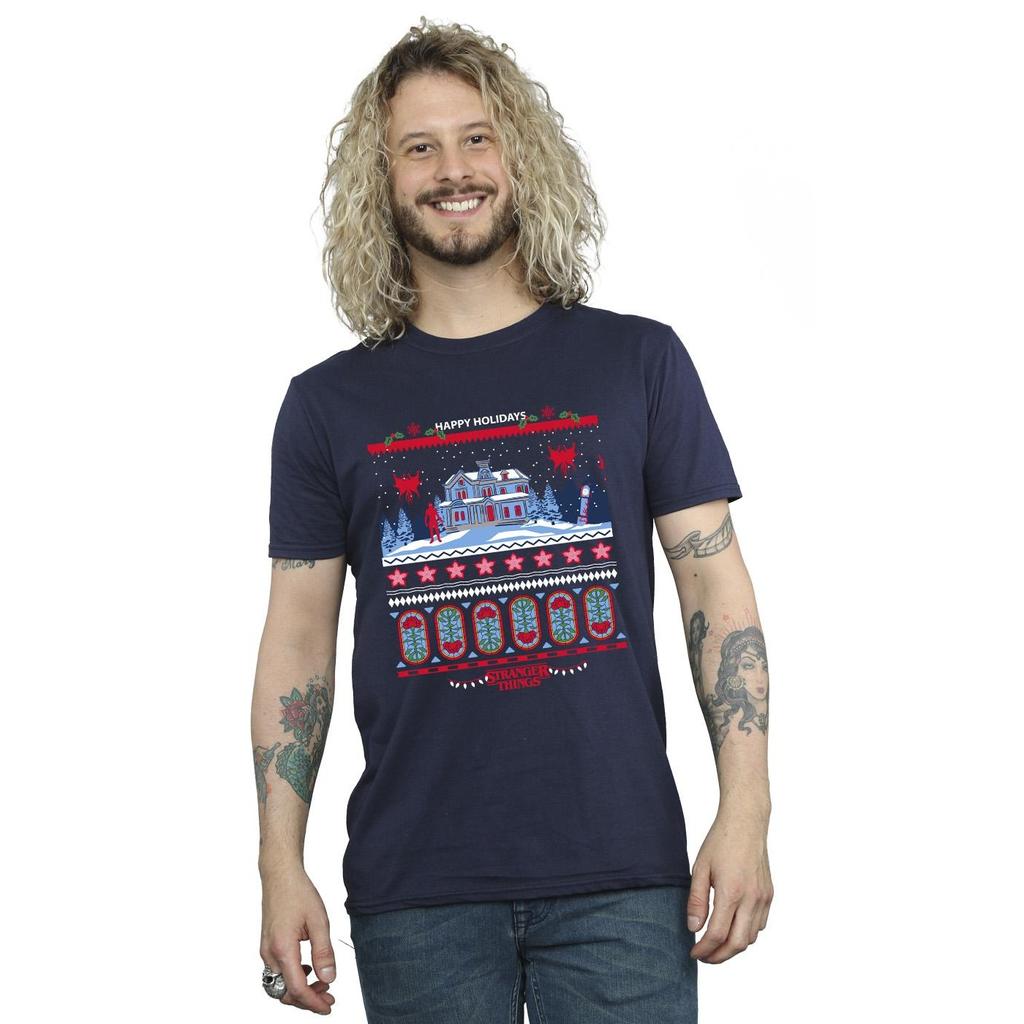 Netflix Mens Stranger Things Fair Isle T-Shirt