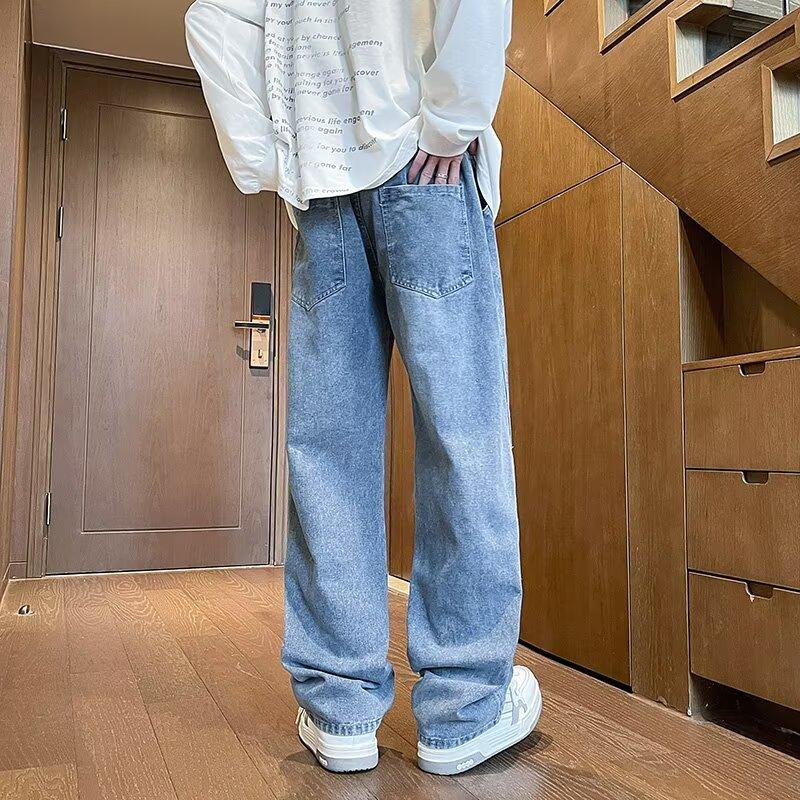 Мужские ретро-стираные винтажные широкие джинсы, мужские свободные прямые повседневные универсальные длинные брюки