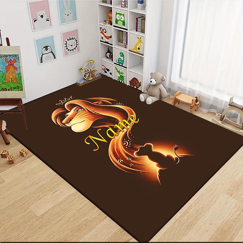 Custom Name Lion Majesty Carpet Rug Customizable Soft Washable Anti-Slip Home Living Room Sofa Mats Personalized Rug. 0909304