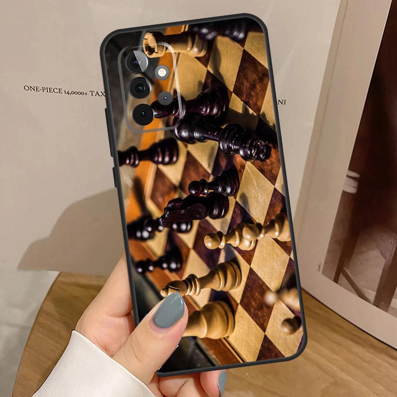 Шахматная доска Темная лошадь Чехол Для Samsung Galaxy A15 A25 A35 A55 A52 A32 A12 A14 A34 A54 A51 A71 A53 A13 A33 Чехол