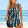Women's Shoulder Strap Swimsuit Blue Leopard Print Print Bikini Tankini Swimsuit