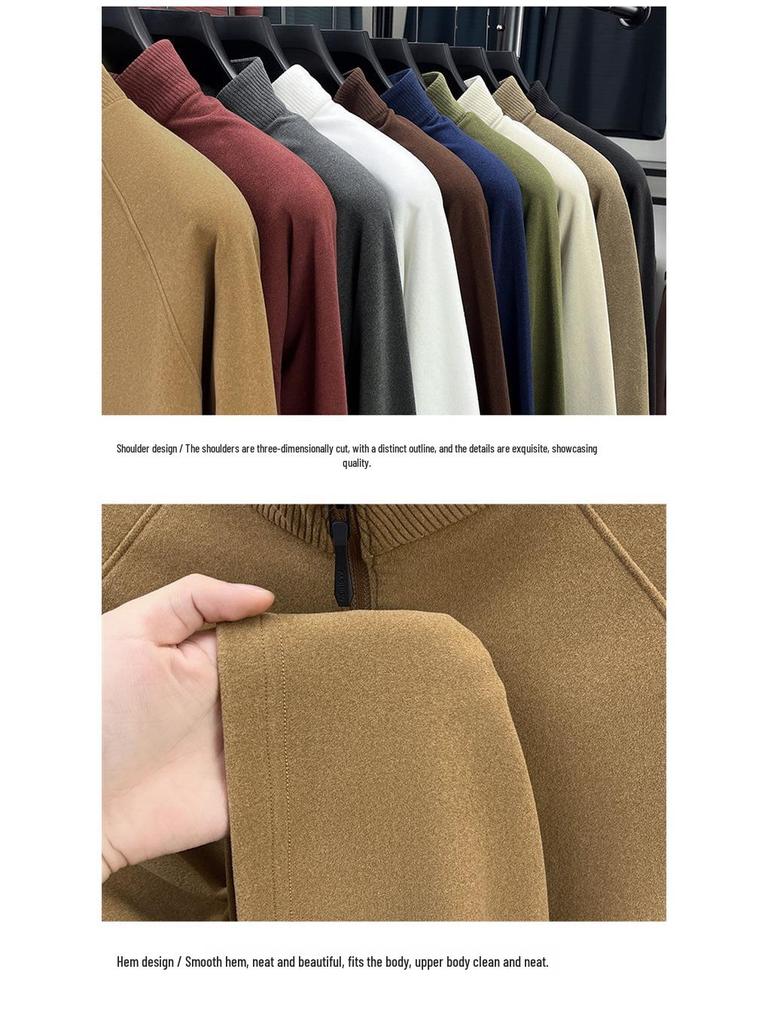 Мужской двусторонний катионный свитшот с длинным рукавом, полувысоким воротником и молнией