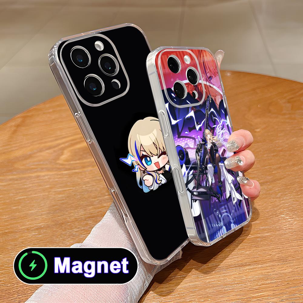 HSR Serval Прозрачный TPU Magsafe Чехол для Мобильного Телефона для iPhone 17 16 15 14 13 12 11 Air Pro Max Plus Mini Цветной Чехол