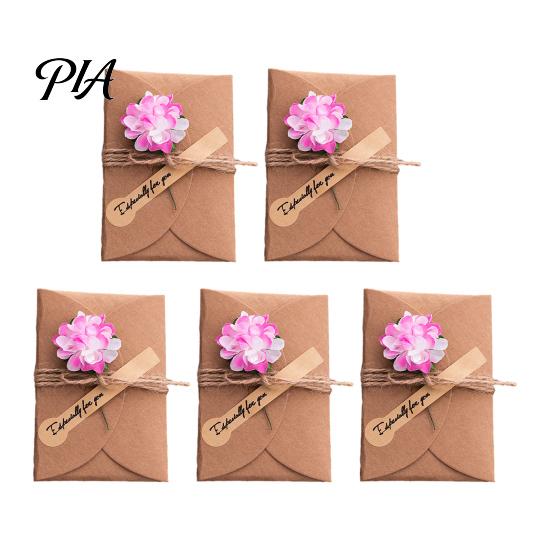 Decorative Flower Cards for Presents 5Pcs DIY Dried Greeting Cards, Handmade Note with Artificial Flowers, Jute Twine Blessing Gifts Hang Tags,