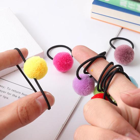 10 шт. Детская резинка для волос плюшевый шарик высокая эластичность противоскользящая многоразовая