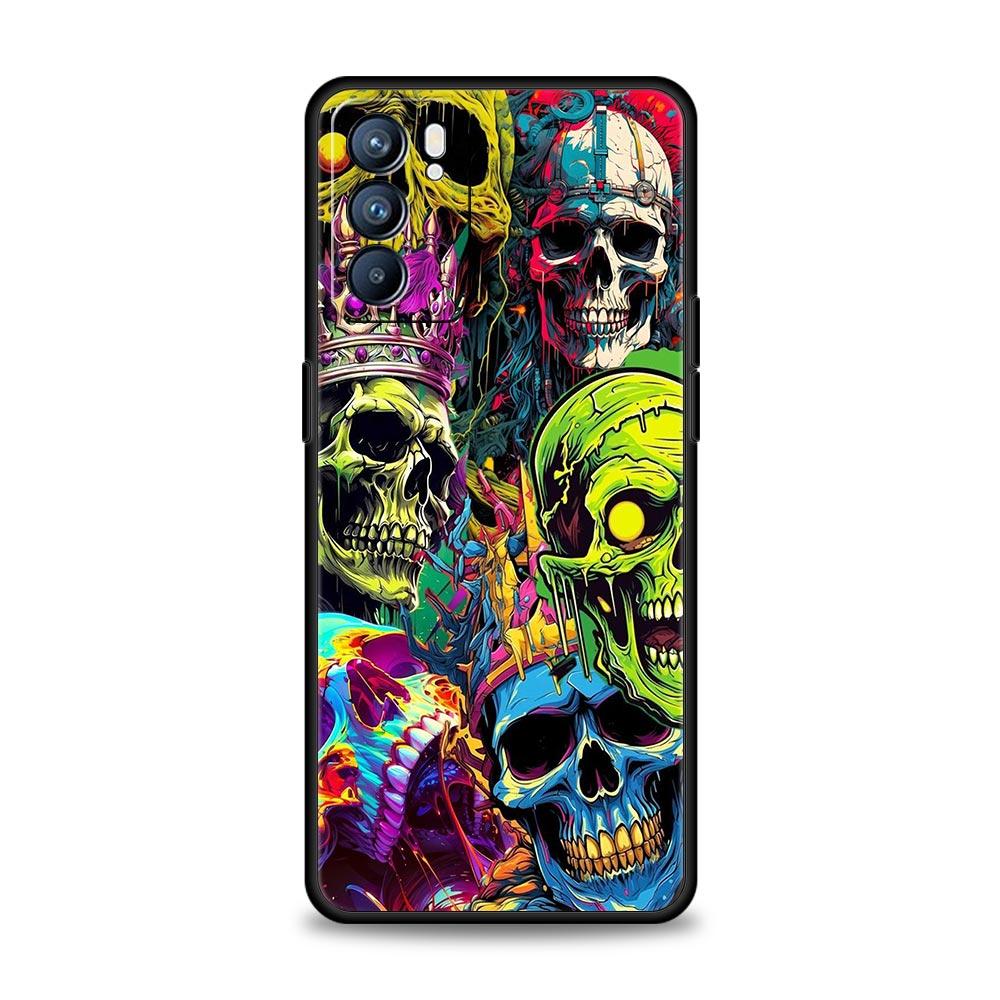 Skeleton Skull Phone Case For Oppo Reno 13 12 11 10 7 F Find X5 X6 A98 A80 A79 A78 A57 A54 A31 A17 Pro 5G Soft TPU Cover Fundas