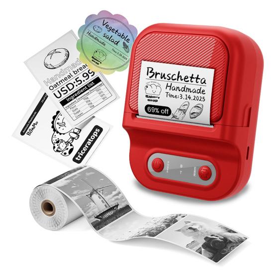 Машина для печати этикеток Портативный термопринтер этикеток Совместимый с Bluetooth Мини-принтер этикеток с лентой для маленьких
