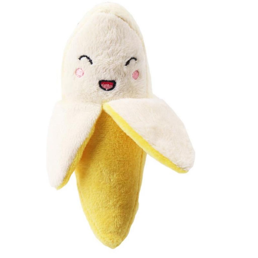 Stress Relief Pet Plush Toy Colorful Cartoon Fruit Animal Shape Bite-resistant Sounding Doll Molar