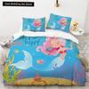 Пододеяльник с изображением мультяшной русалочки, принцессы, короля и королевы, красивый комплект постельного белья с принтом русалки, детский комплект из 2/3 предметов, полиэстер, пододеяльник