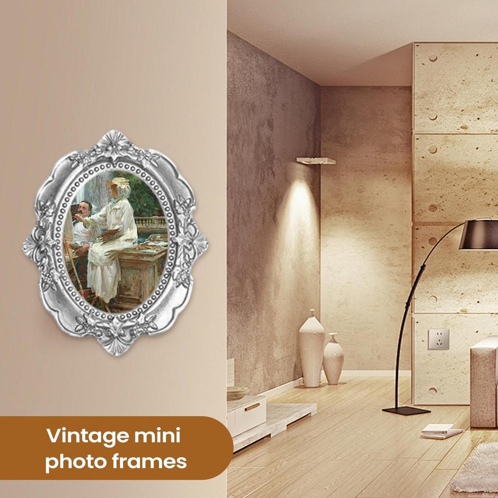 5 шт. Винтажные Мини Рамки для Фотографий Серебряные Смоляные Рамки для Фотографий для Декора Стены Стола Поделки Дисплей для Украшений Рамки для Фотографий Декор