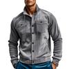 Men's Solid Color Corduroy Lapel Jacket Men's Retro Multi-Pocket Work Jacket