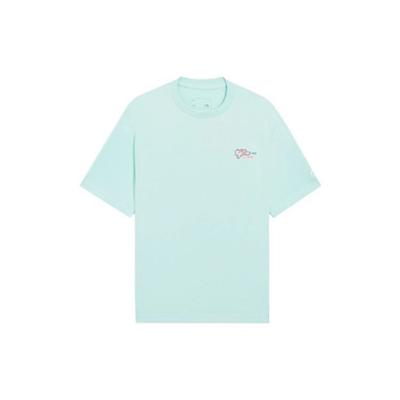 Футболка Li Ning Sports Trend Series с вышитым узором, однотонная, с круглым вырезом, повседневная, с коротким рукавом, мужская, цвет яичной скорлупы-голубой AHSS323-3