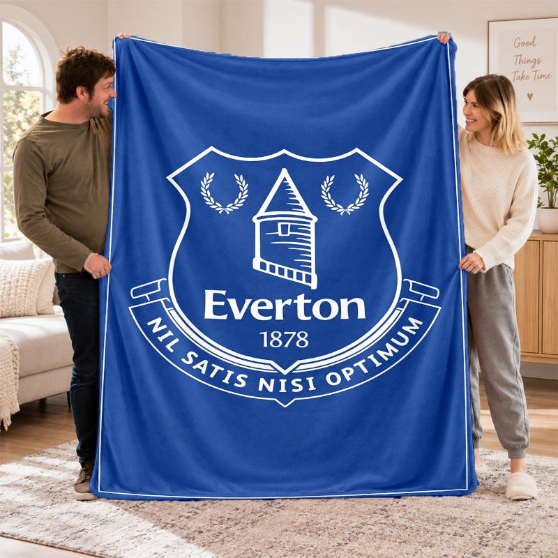 Flannel Fleece Blanket with Everton Design, Soft Lightweight Throw for Bed Sofa Travel