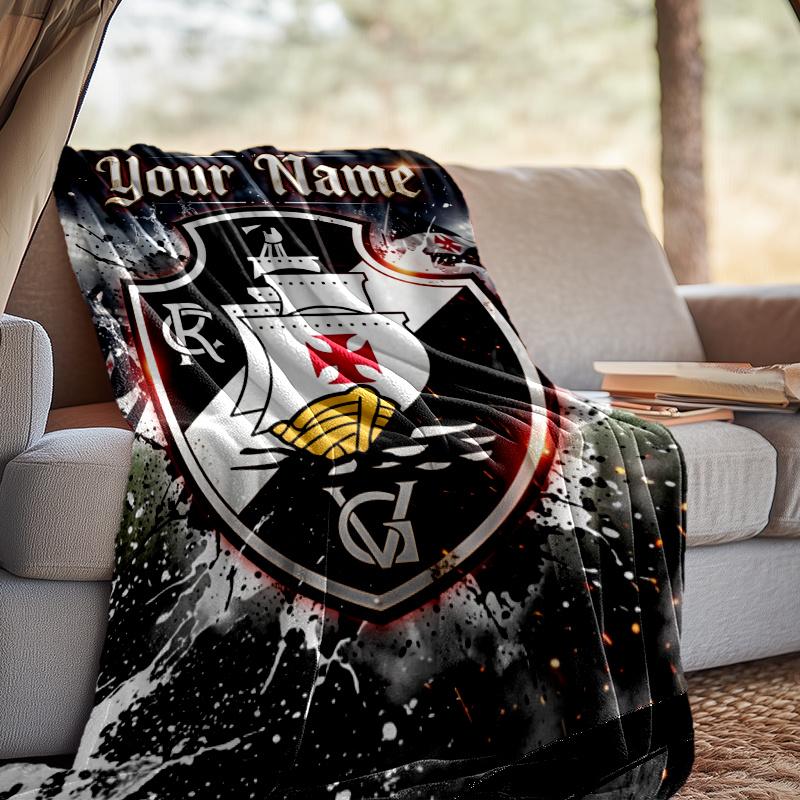 Custom Name CR Vasco da Gama Throw Blanket - Perfect for Couch, Bed, Office, and outdoor Travel - Ideal Gift for Christmas & Holidays